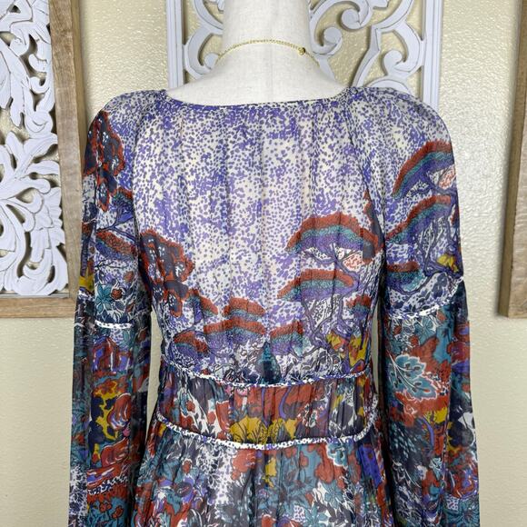 Maeve | Anthropologie Annabella Maxi Dress Boho Tiered Ruffled V-Neck Size 4 - Picture 9 of 11